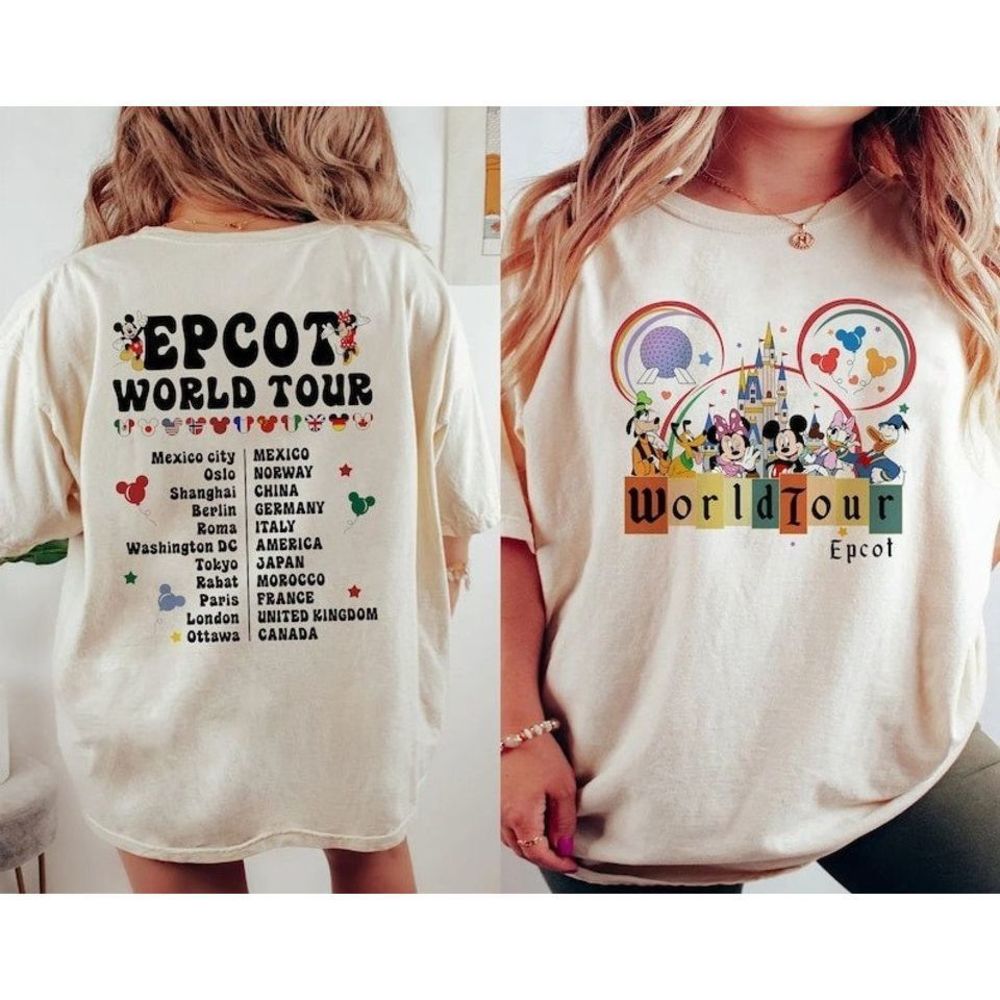 Disney Epcot World World Tour 2023 Drink Around The World 2 Sided shirt